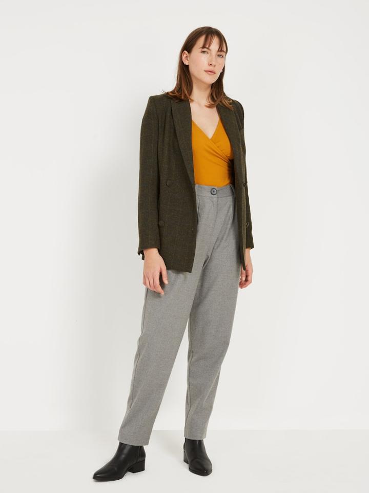 Frank + Oak Baggy Flannel Trousers - Grey