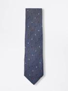 Frank + Oak Linen-blend Wide Polkadot Silm Tie In Navy