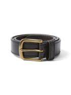 Frank + Oak Classic Leather Belt In True Black