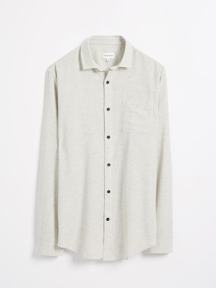Frank + Oak Textured Donegal Shirt - Light Beige
