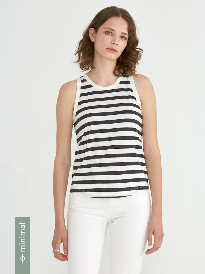 Frank + Oak Tencel-blend Muscle Tank In Black And White