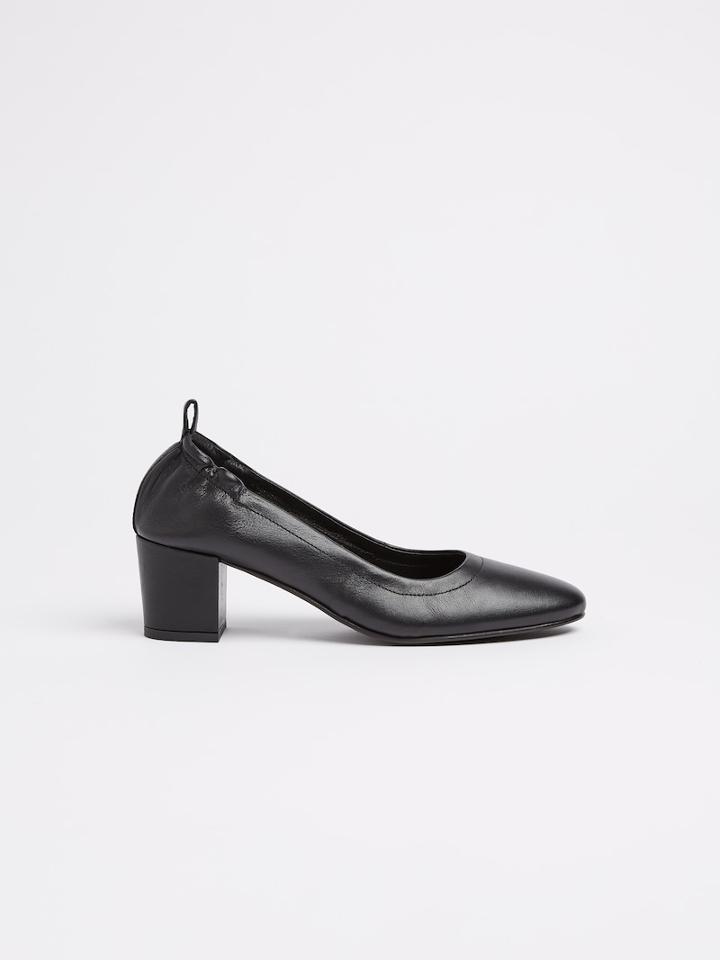 Frank + Oak Elastic Back Blocked Heels In Black Leather