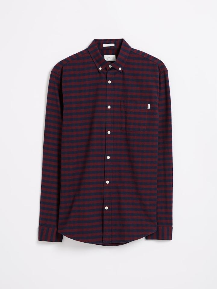 Frank + Oak The Brushed Jasper Oxford Shirt - Dark Red/navy Gingham