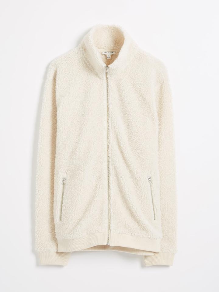 Frank + Oak The Sherpa Fleece Zip-up Sweater - Off-white