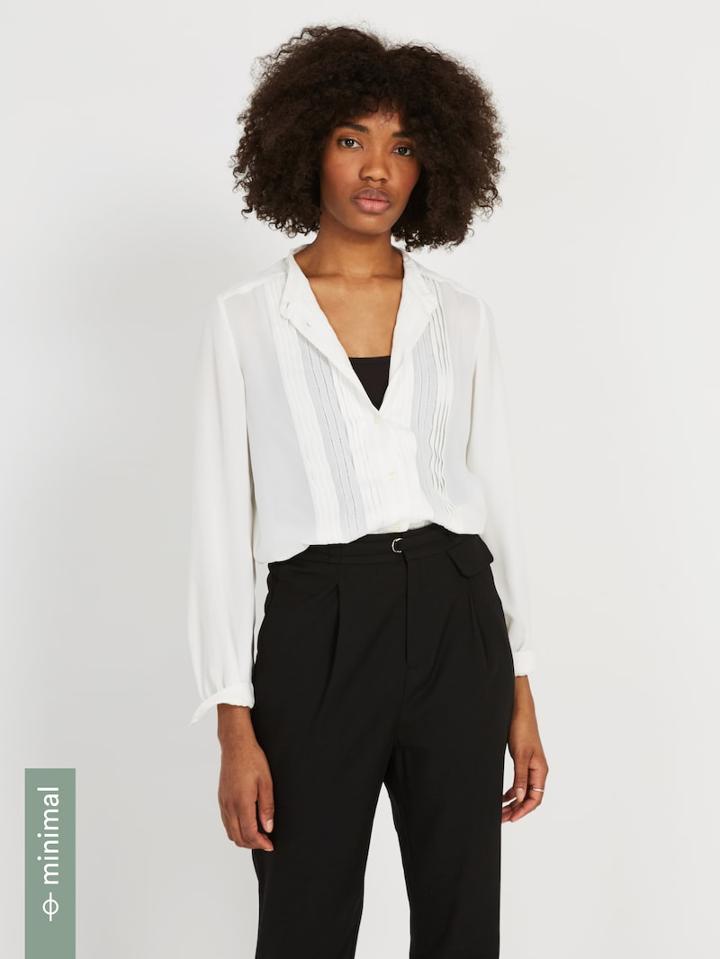 Frank + Oak Pintuck Detail Chiffon Blouse - Snow White
