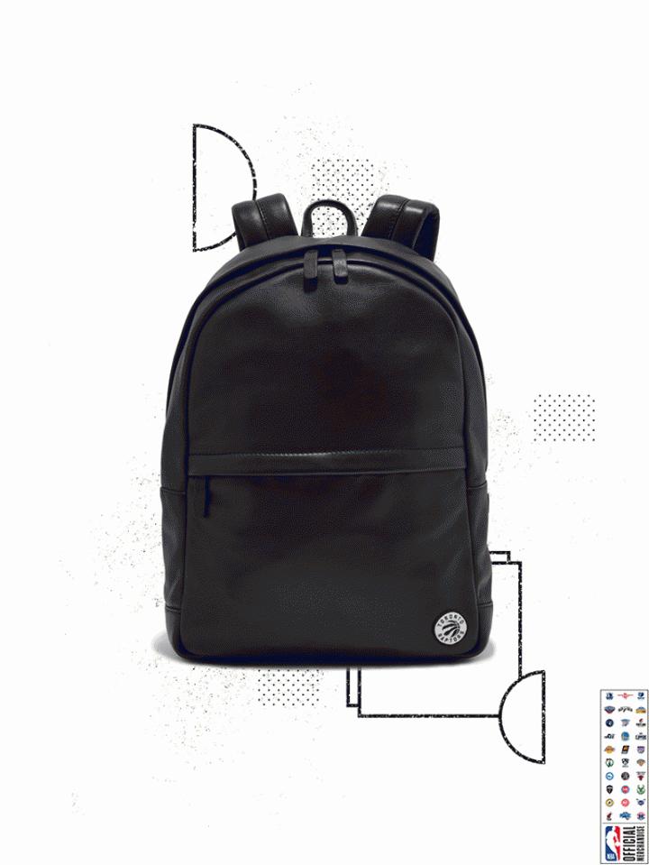 Frank + Oak Toronto Raptors Leather Backpack In Black