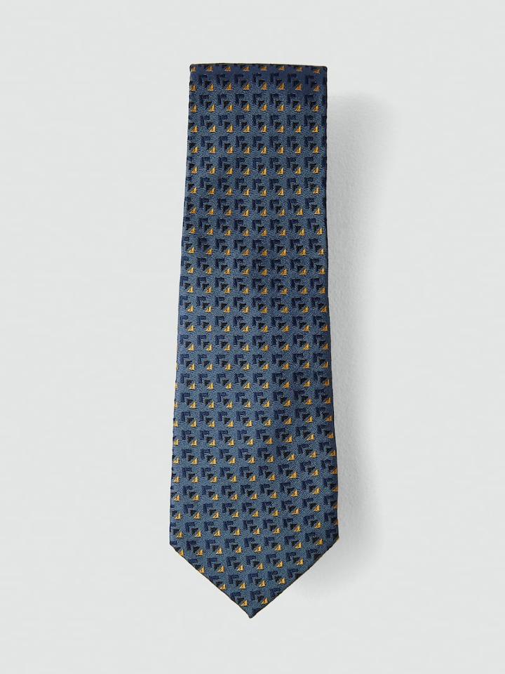 Frank + Oak Geometric Silk Tie In Blue