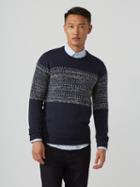 Frank + Oak Wool-blend Jacquard Sweater In Dark Sapphire
