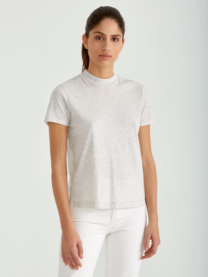 Frank + Oak Mock Neck Tee In Grey Mix