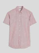 Frank + Oak The Jasper Short-sleeve Striped Oxford Shirt In Red