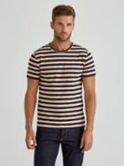 Frank + Oak Organic Striped Jersey T-shirt In Amberlight/black