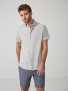 Frank + Oak Short-sleeve Summer-weight Cotton Shirt In Grey Heather