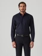 Frank + Oak Easy Care Stretch-cotton Shirt In Navy