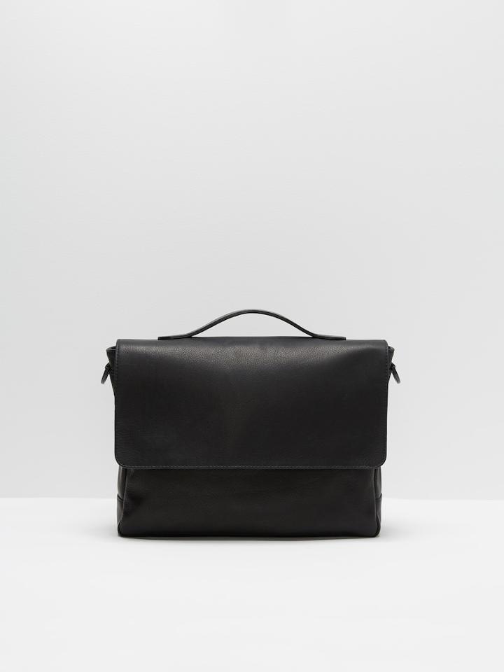 Frank + Oak Leather Messenger In Black
