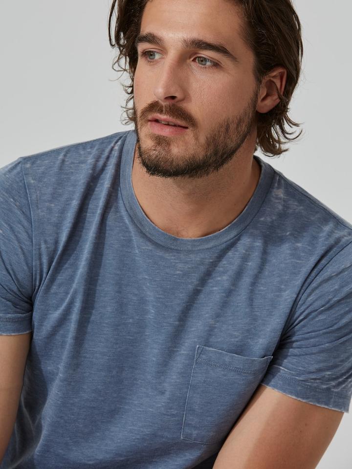 Frank + Oak Loose Fit Cotton-jersey T-shirt In Burnout Blue