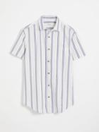 Frank + Oak Short-sleeved Cotton Shirt - Striped Lavender