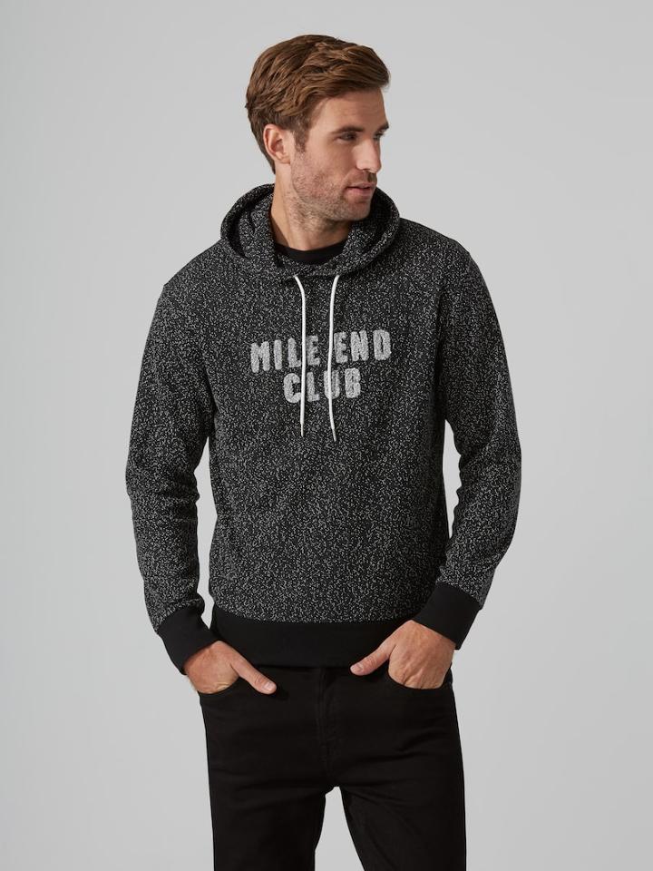 Frank + Oak Mile End Club Light Terry Hoodie In Flecked Black