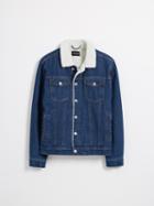 Frank + Oak The Rufus Sherpa-lined Organic Denim Jacket In Bright Indigo