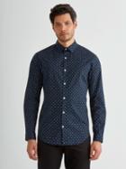Frank + Oak The Andover Stretch Shirt With Little Lines In Navy Blazer