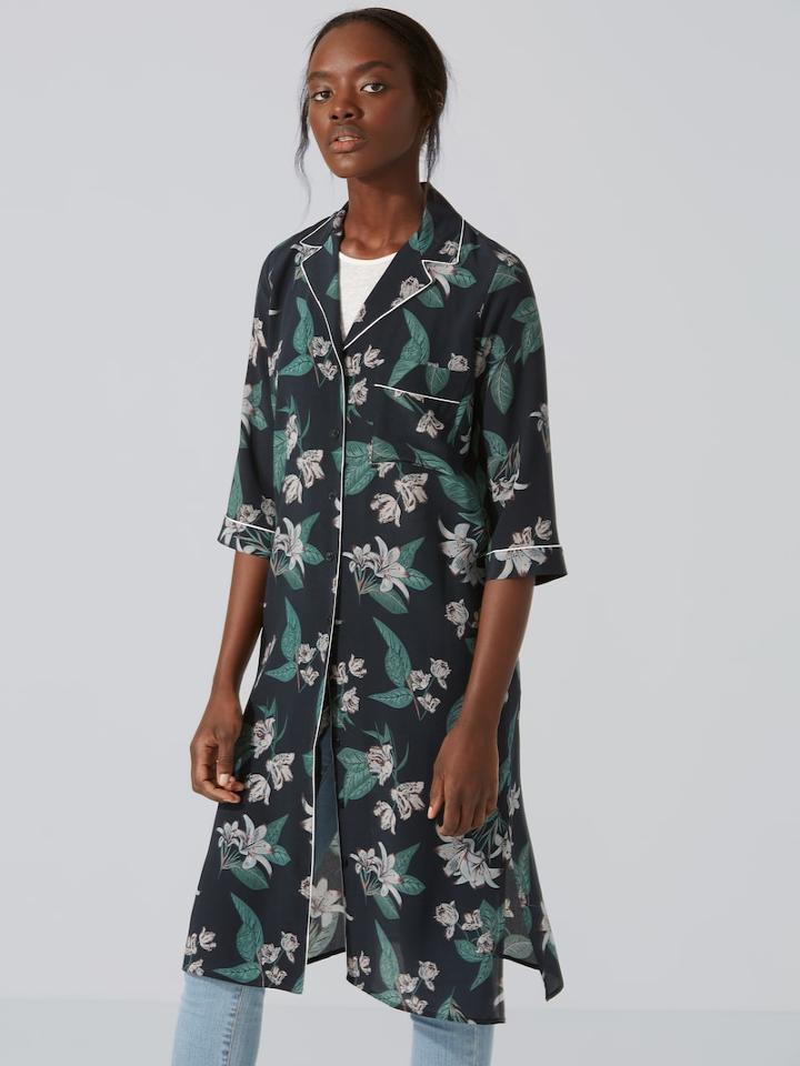 Frank + Oak Silk Elbow-sleeve Shirt-dress In True Black