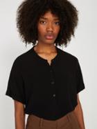 Frank + Oak Half-placket Chiffon Crepe Shirt - True Black