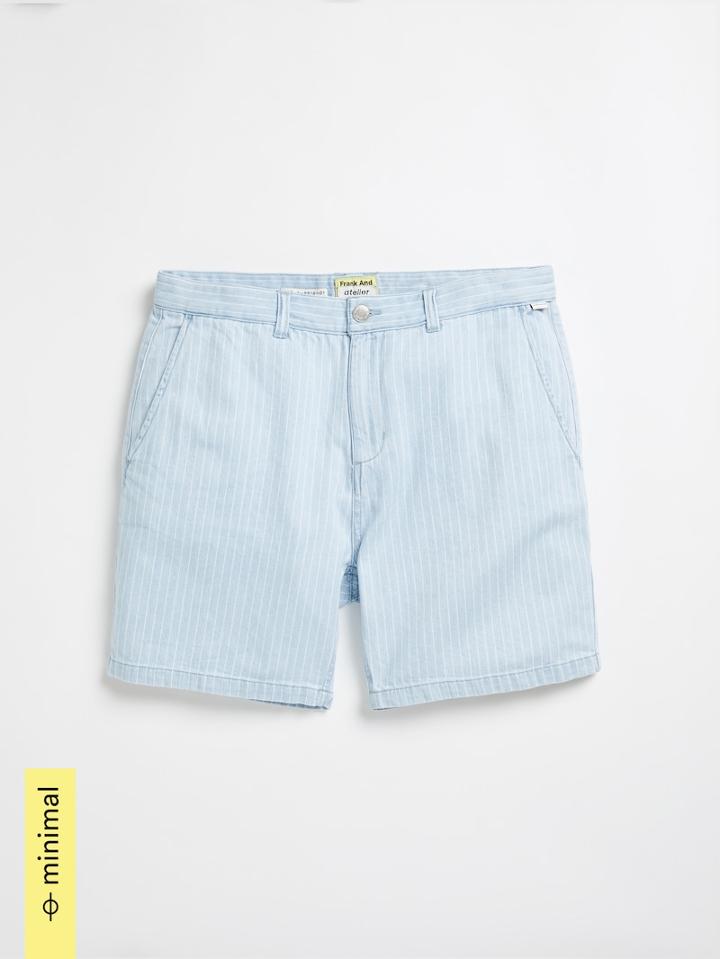 Frank + Oak Atelier Collection: Good Cotton Striped Bleached Denim Shorts