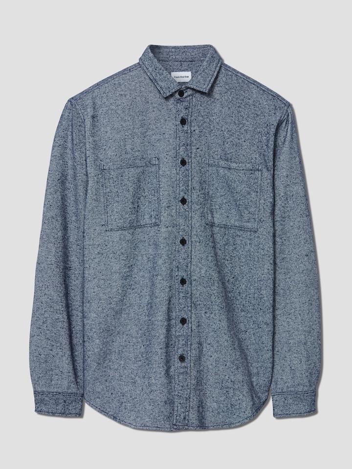 Frank + Oak Brushed-cotton Elbow Patch Shirt In Navy