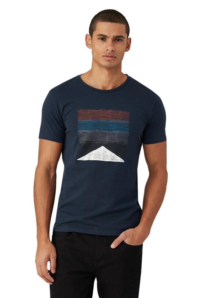 Frank + Oak Woodcut Graphic Print T-shirt In Carbon