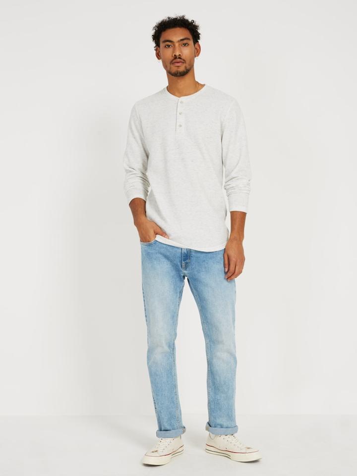 Frank + Oak Waffle Stitch Henley Crewneck - Off-white