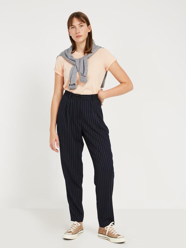 Frank + Oak Striped Flannel Trousers - Navy