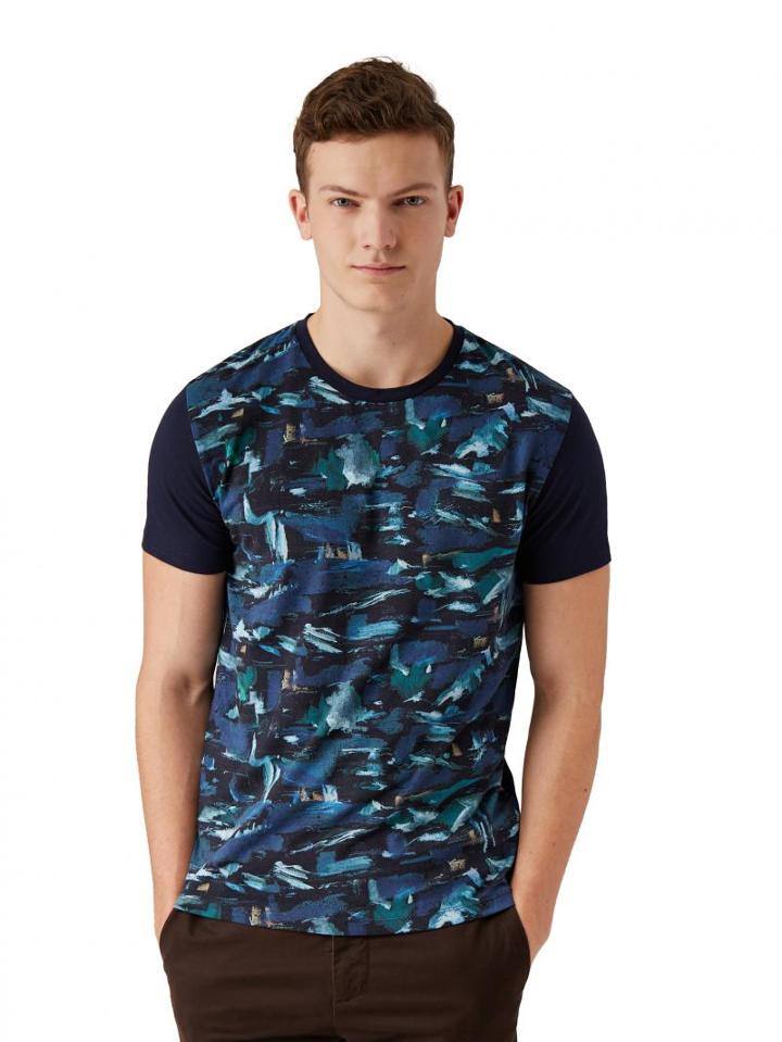 Frank + Oak Borealis Print T-shirt In Blue