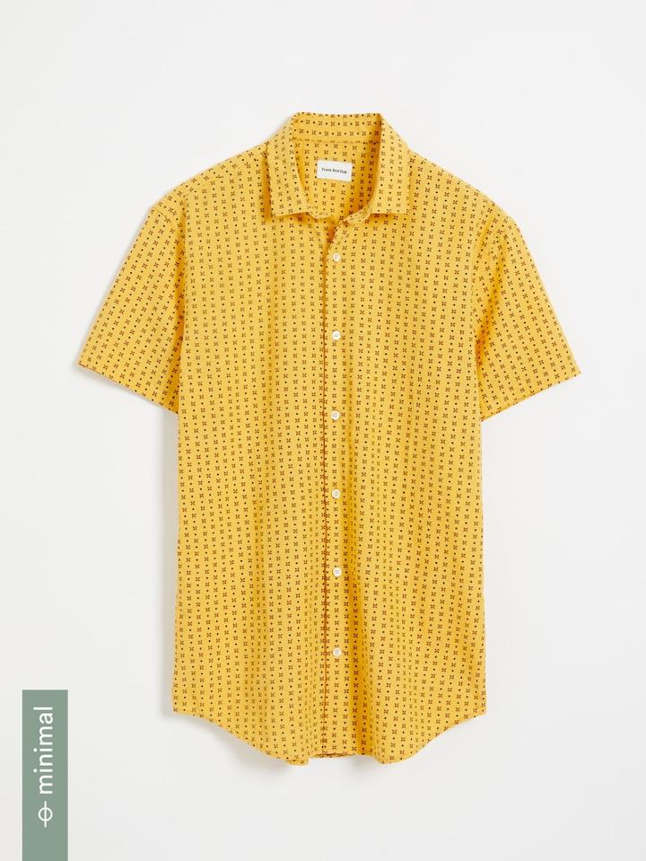 Frank + Oak Short-sleeved Cotton-linen Shirt - Golden Rod