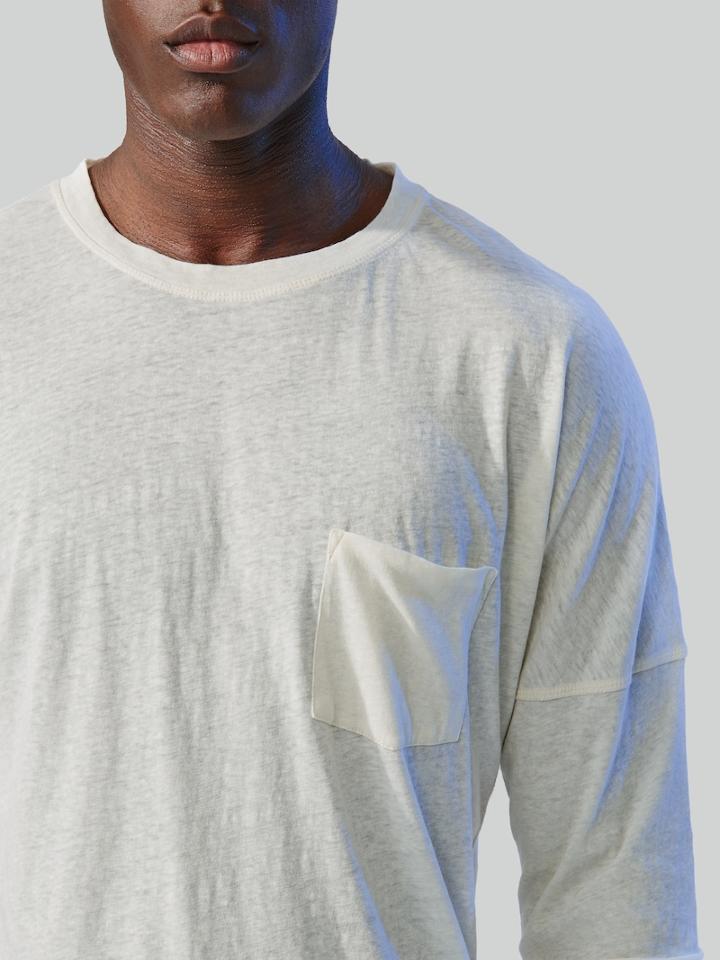 Frank + Oak Chapter X Frank And Oak Lazo 3/4-sleeve Tee In Off-white