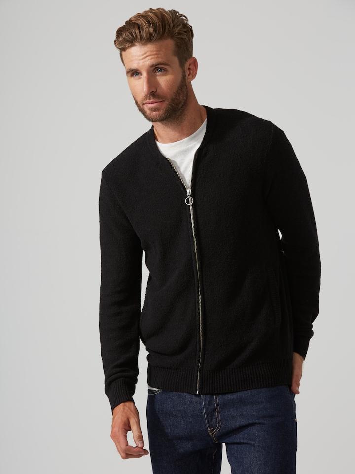 Frank + Oak The Airy Zip Cardigan In Black