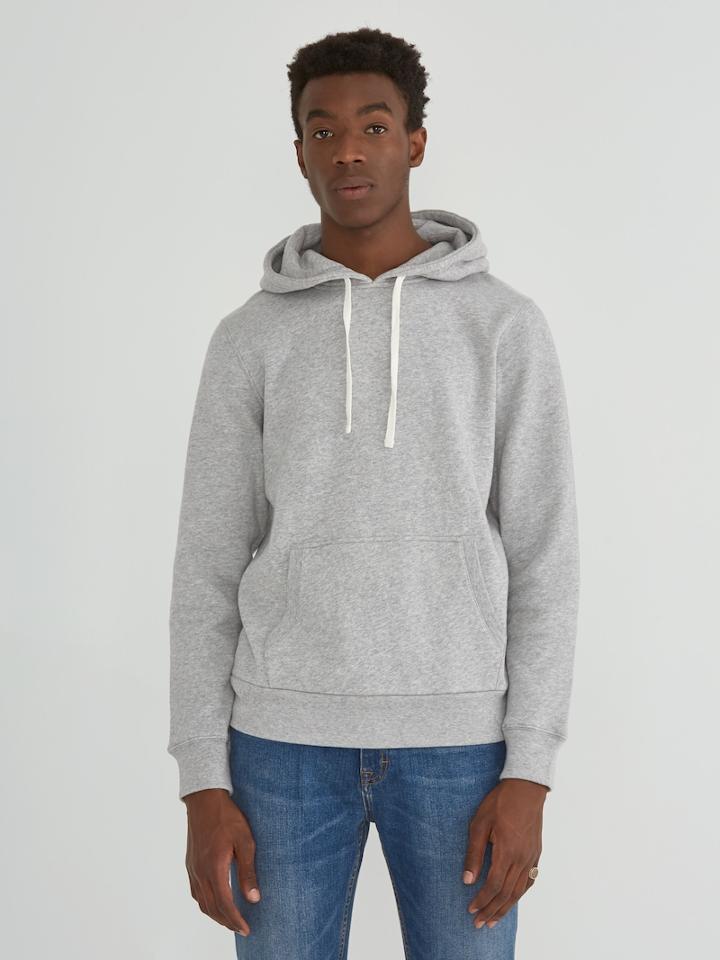 Frank + Oak Good Cotton Fleece Popover Hoodie In Vintage Grey Heather