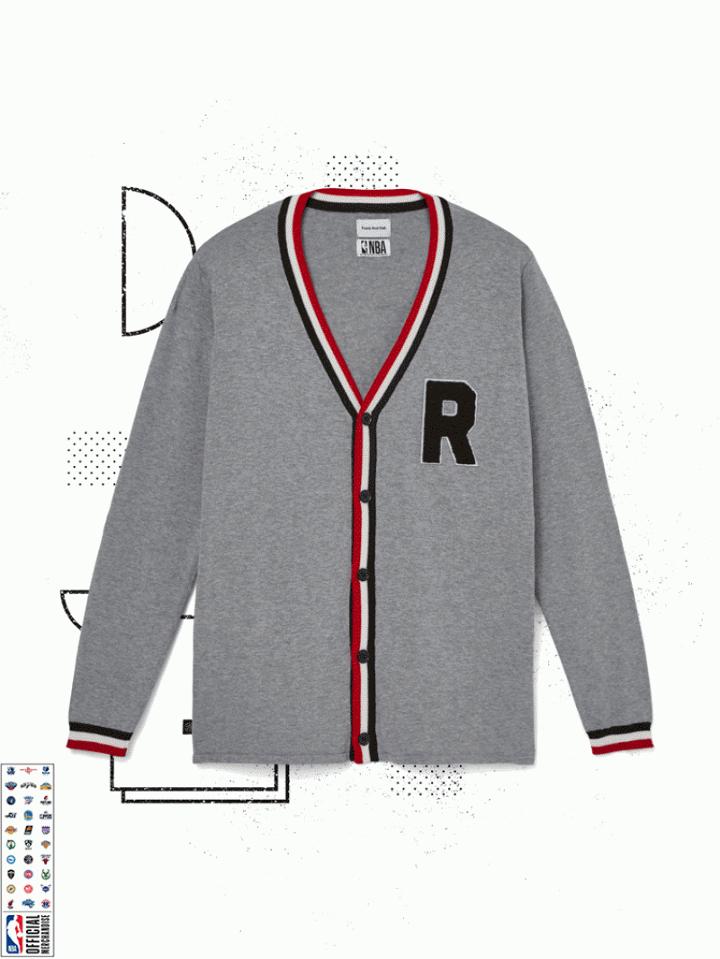Frank + Oak Toronto Raptors Varsity Cardigan In Grey