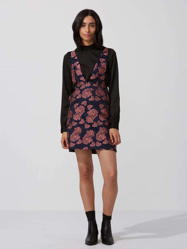 Frank + Oak Jacquard-knit Pinafore Dress In Pink