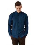 Frank + Oak Double Face Slub Shirt In Blue