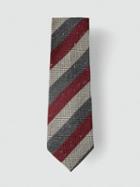 Frank + Oak Striped Silk-cotton Tie In Burgundy