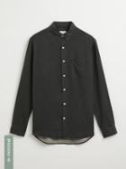 Frank + Oak Tencel Lyocell Eco-dye Shirt In Washed Black
