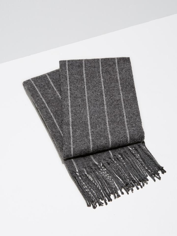 Frank + Oak Wool-blend Pinstripe Scarf In Charcoal