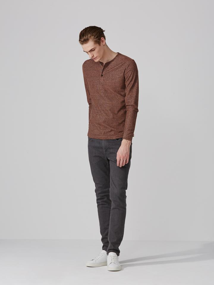 Frank + Oak Plush-finish Henley In Dark Antique Pink