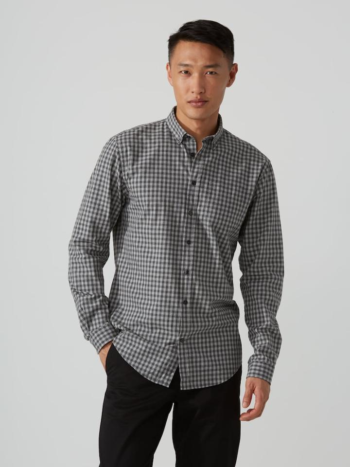 Frank + Oak The Branford Gingham-check Shirt In Grey