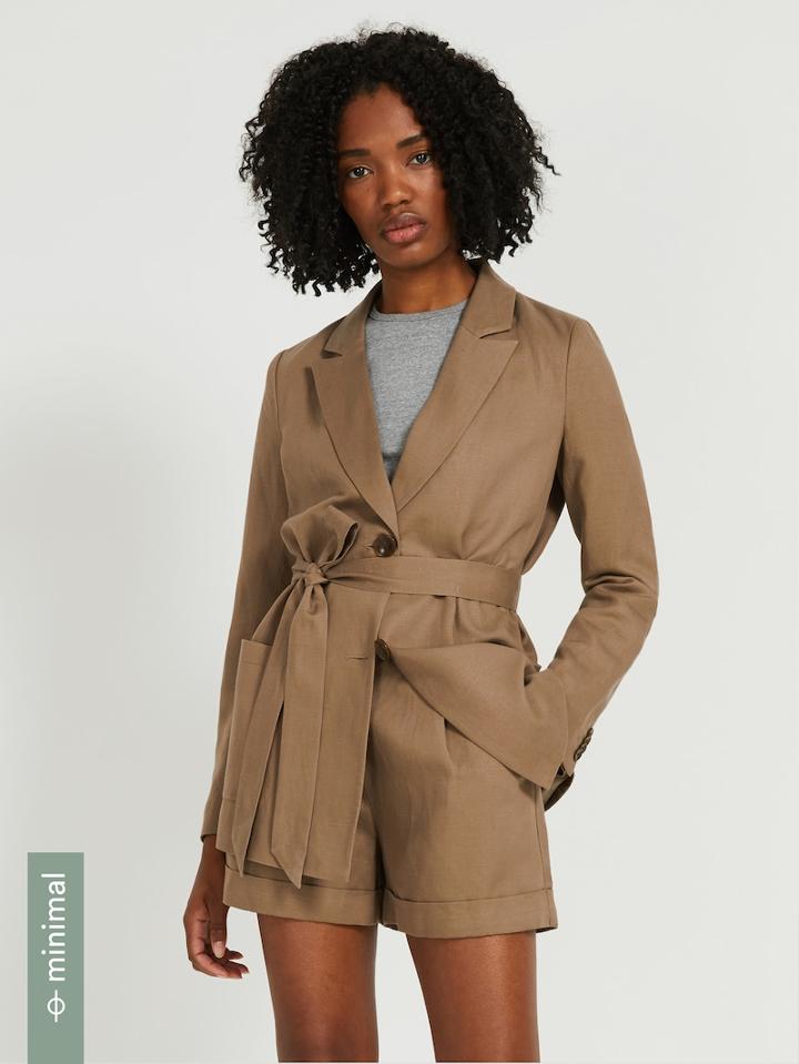 Frank + Oak Linen-tencel Belted Long Blazer