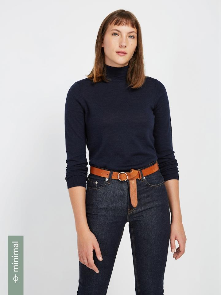Frank + Oak Machine Washable Merino Mock Neck In Navy