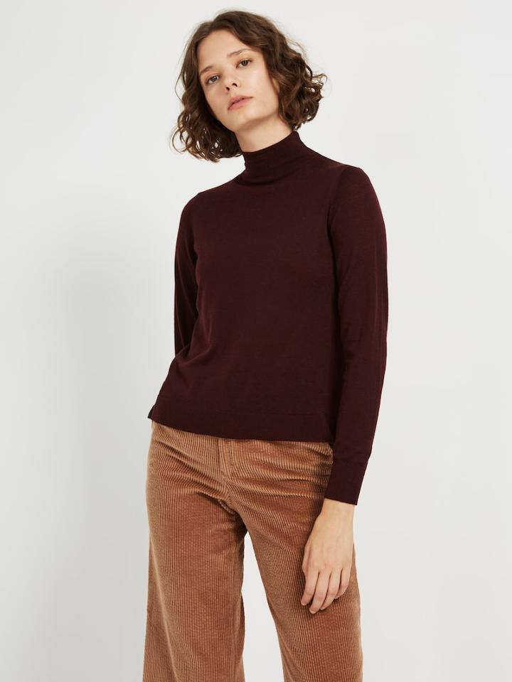 Frank + Oak Machine Washable Merino Mock Neck In Wine Heather