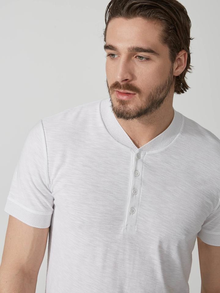 Frank + Oak Mesh-collar Slub Cotton-blend Henley In White