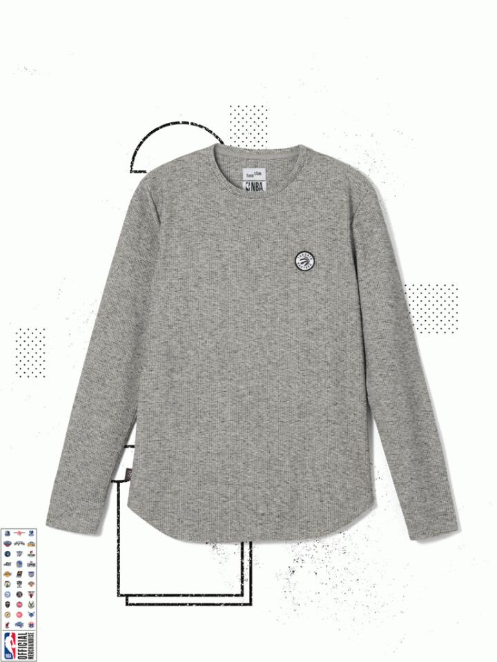 Frank + Oak Toronto Raptors L/s Waffle-knit Crewneck In Grey