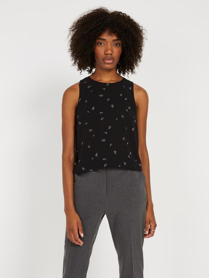 Frank + Oak Chiffon Floral-print Sleeveless Blouse - Black