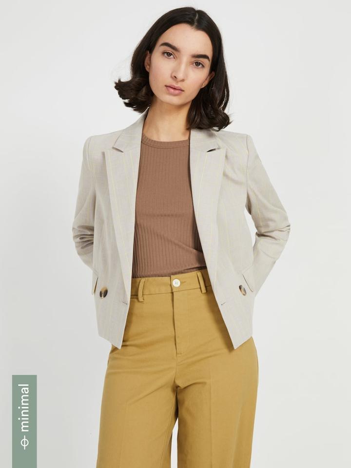 Frank + Oak Tencel-cotton Plaid Cropped Blazer - Sunlight